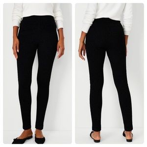 Ann Taylor Flocked Velvet Animal Print Side Zip Legging in Black Size Small 2-4